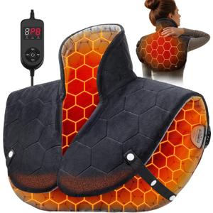 Far Infrared Heating Pad for Neck and Shoulders  2X Carbon Fiber 6X Deeper Heat for Fast Relief from Chronic Pain in Seniors  8 Heat Levels, 4H Auto Shut Off, Ideal for Winter (Black)