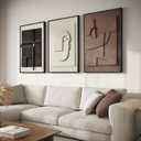 Framed Abstract 3D Textured Wall Art for Living Room, 3 Piece Modern Neutral Artwork for Walls, Brown White Geometric Sandstone Textured Painting for Bedroom, Home Office Decor-Total Size 30x60 Inch, 20"w X 30"h X 3pcs