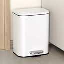 Cesun Small Bathroom Trash Can with Lid-1.3 Gal, Outdoor Stainless Steel Garbage Can for Dog Poop with Anti-Slip Base, for Bathroom, Bedroom, Office, RV, Living Room, White