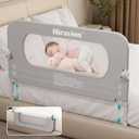 Bed Rail for Toddlers, Baby Bed Rail Guard with U-Shape Base, Height Adjustable & Foldable Toddler Bed Rails for Full Size, Queen, King, Twin (White, 71in) (Grey, 47-Inch)