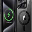 JETech Magnetic Case for iPhone 15 Pro 6.1-Inch Compatible with MagSafe, Shockproof Phone Bumper Cover, Solid Color Matte TPU Frame, Anti-Scratch Clear Back (Black Titanium)