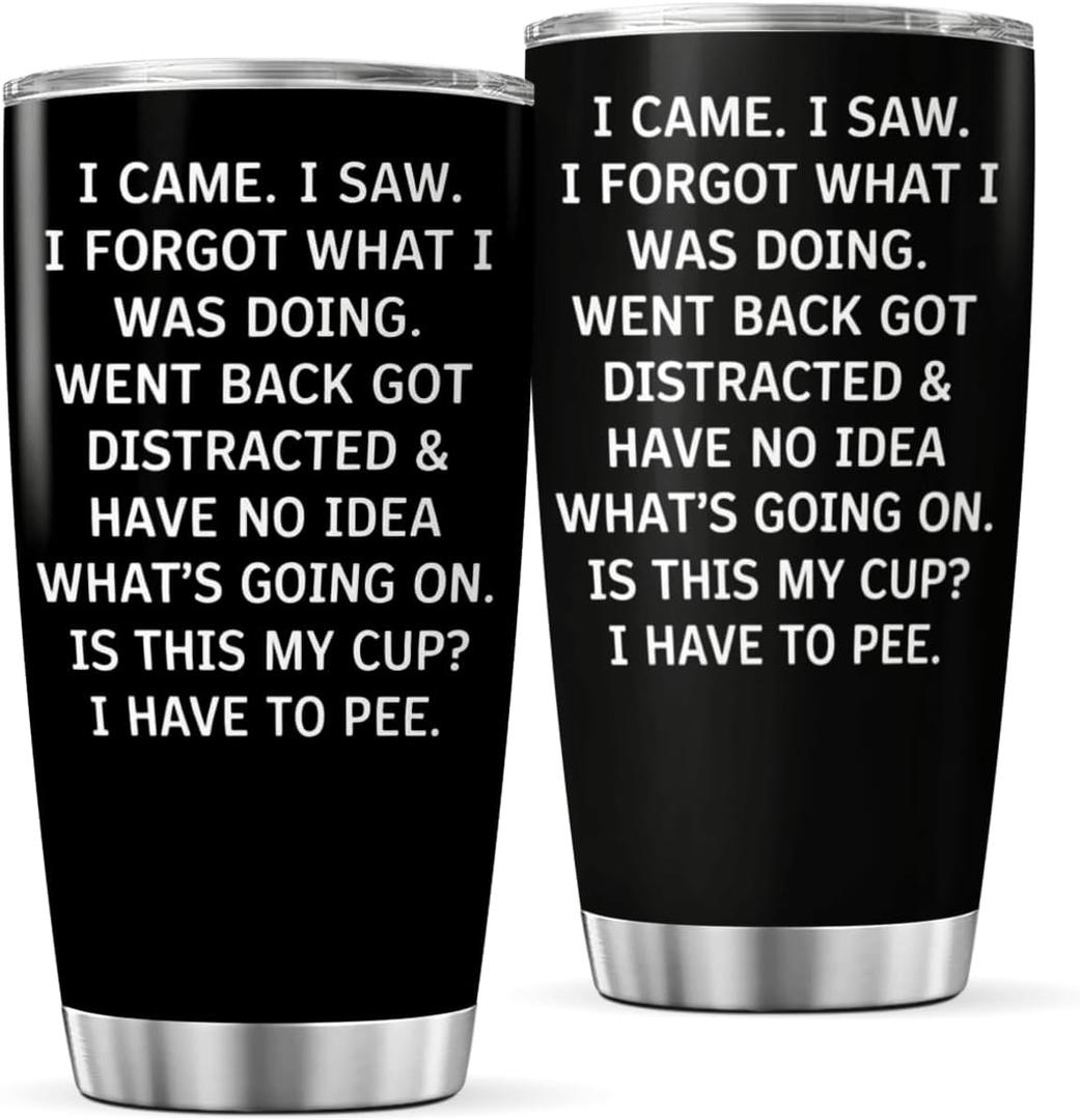 CUBICER Funny Quote I Forgot What I Was Doing Stainless Steel Tumbler 20 Oz For Busy People Workers, Parents Humor Lovers Bottle Mug Drink Tea Cool Heat Insulated Outdoor Iced Hot