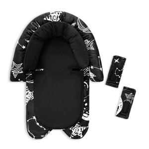 GFU Baby Car Seat Head Support for Newborn, 2 in 1 Infant Car Seat Head Body Support with Strap Pads, Soft Stroller Cushion Pillow Insert for Girls, Fits for Stroller, Swing, Black Star