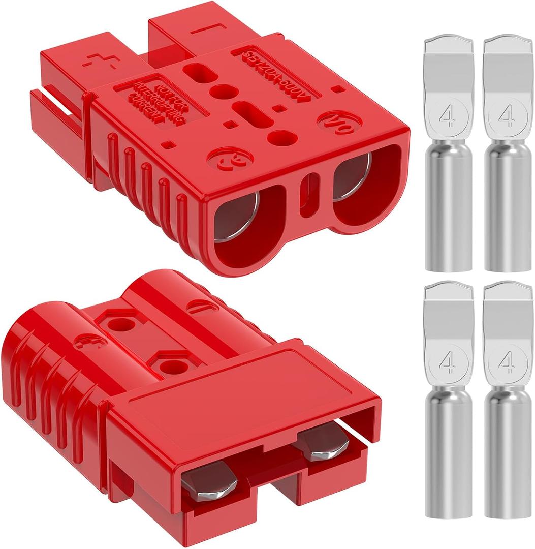 Anderson Connector, 120AMP 2/4/6 AWG Battery Quick Connect 12V-36V Anderson Plug Battery Cable Quick Connect Disconnect Plug Winch Wiring Kit for Cable RV Truck Winch (2 Pack)-Red