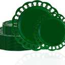 COLOSUS 60pcs Green Plastic Christmas Plates Set,Elegant Lace Rim Disposable Plates,Nice Plastic Plate for Party include 30 Dinner Plates and 30 Dessert Plates for Party,Wedding