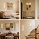 Alabaster Wall Sconce, Solid Brass, Hardwired, 23.6 in, Set of 2 | Natural Spanish Alabaster, LED Wall Lamp for Bathroom, Living Room, Bedroom, Hallway, Staircase, Dining Room