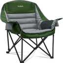 Oversized Camping Chair, Portable Folding Camping Chairs with Side Pocket, Cup Holder and Carry Bag, Heavy Duty Outdoor Camping Chairs for Adults, Fishing, Sports, Trip, up to 400lbs, Style 7 (Gray/Green)