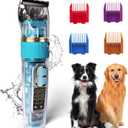 Dog Clippers for Grooming Thick Hair with Detachable Blade,50dB Low Noise Cordless Pet Thick Coats Trimmer with Titanium Blades,IPX5 Waterproof Dog Shaver for Dogs/Cat/Pets (Cyan Blue)