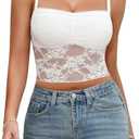 Aranmei Bralette Lace Tops for Women Spaghetti Strap Tank Y2K Basic Camisole, Large