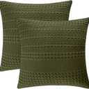 PHF 100% Cotton Waffle Weave Euro Sham Covers, 2 Pack 26" x 26" Bed Pillow Covers for Elegant Home Decor, No Filling, Luxury Aesthetic Soft Euro Pillow Cases for Bed, Capulet Olive (26" x 26" (Pack of 2))