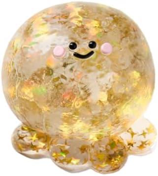 Blingbling Transparent Octopus Taba Squishy Toys for Kids & Adults – Cute Stress Relief Fidget Sensory Toys, Soft Silicone Squeeze Gifts for Children Adults (Blingbling Transparent-Gold)