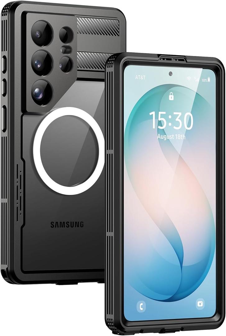 Lanhiem Magnetic for Samsung Galaxy S26 Ultra Case, IP68 Waterproof Dustproof Case, [Compatible with Magsafe] [Built-in Lens & Screen Protector] Full Body Shockproof Rugged Phone Case 6.9", Black
