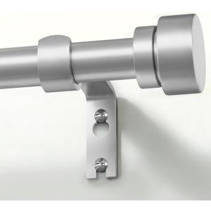 PORTRES Silvery Heavy Duty Curtain Rods for Windows 66 to 120 Inches Adjustable Length 1" Diameter Curtain Rod with Modern Decorative Finials for Outdoor Farmhouse Bedroom Kitchen Living Room