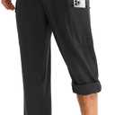 baleaf Men's Hiking Pants Water Resistant Convertible Cargo Capri Roll Up Capri UPF50+ Zipper Pockets Clothing Travel (Medium, Black)