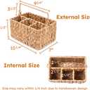 KOLWOVEN Wicker Utensil Caddy Carrier, Wicker Flatware Organizer, Hand Woven Water Hyacinth Cutlery Holder for Countertop with Handle