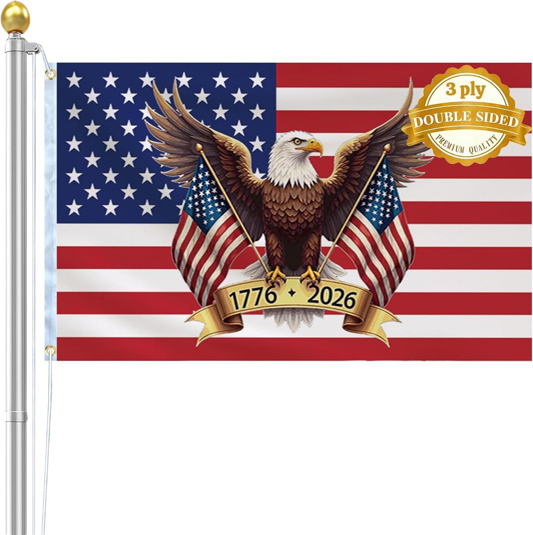 250th Anniversary USA Flag, Double Sided 3 Ply 3*5 ft, American 250th Flag for Outside, Heavy Duty, Patriotic Flags, 4th of July Decorations, 250th Birthday Flag, 1776 Flags with Grommets (Style 2)