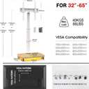 AOKCOS Rolling TV Stand with LED Lights for 32-65 Inch TV, 8-Height Adjustable Mobile TV Stand with 12 Tilt, Wooden Base Floor TV Mounts, Max Load 88lbs, VESA 100x100mm to 400x400mm, White