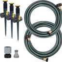Melnor 65191AMZ Adjustable Spike Set Sprinkler Bundle, Green, Yellow