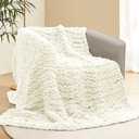 Chunky Knit Blanket Throw, 50x60inch Soft Chenille Yarn Throw, Handmade Warm Thick Cable Knit Crochet Blanket, Large Rope Knot Throw Blanket for Couch Bed SofaWhite
