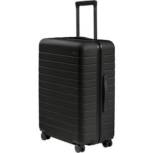Away Medium Checked Luggage, Lightweight Hard Shell Suitcase with Spinner Wheels, Durable Rolling Luggage, TSA Lock, 26 Inch, Jet Black