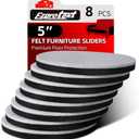 Ezprotekt 5" Round Felt Furniture Movers Sliders for Hardwood Floors, 8 Pcs Reusable Felt Furniture Moving Pads for Heavy Duty Bed Sofa Fridge Couch, Move Item Easily and Quickly (Beige)