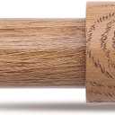 Wood Curtain Rods, 1'' Decorative Adjustable Rustic Farmhouse Drapery Rod, Heavy Duty Boho Curtain Pole for Windows 48 to 84 Inch with Imitation Wooden Grain Finials, (Light Wood/Unique Design)