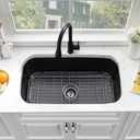 31 Inch Black Undermount Sink Stainless Steel-Bokaiya 31x18 Kitchen Sink Undermount Black Stainless Steel Sink 16 Gauge Single Bowl Kitchen Sink with Dish Grid