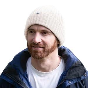 TOP-EX Oversize L/XL/XXL Beanie 100% Merino Wool Winter Warm Hat Fleece Lined Cuffed Watch Fisherman Cap (Beige)