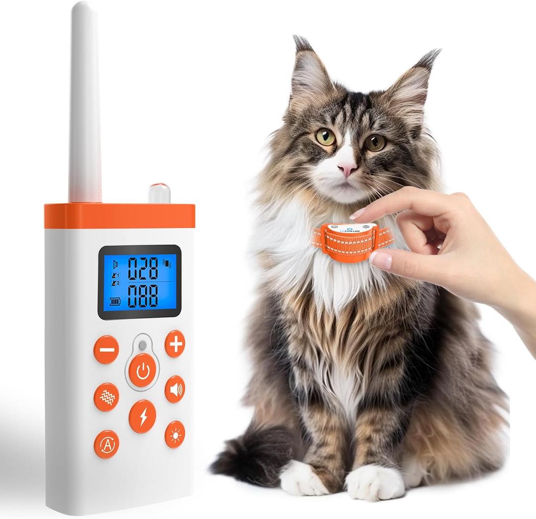 2-in-1 Cat Shock Collar, Shock Collar for Cats with Beep Vibration Shock & Auto Stop Meowing 4 Modes, 2300ft Cat Training Collar with Remote Effective for Bad Behavior IP67 Waterproof