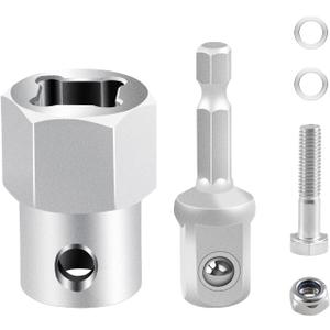 Stainless Steel Top Wind Trailer Jack Crank Handle Cordless Drill Adapter with 1/2 Inch Socket Adapter Bit, Compatible with Most Trailer Jacks,Upgraded Durable 304 Stainless Steel