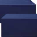 Smiry 2 Packs Fitted Navy Blue Tablecloths, 6 Foot Rectangle Polyester Fabric Table Cloths, Washable Table Cover for Trade Show, Craft Show, Parties, Birthday, Wedding, 72 x 30 Inch