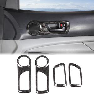 Aunginsy Car Inner Door Handle Panel Frame Trim Compatible with Toyota Tacoma 2005-2015 Front Rear Side Door Handle Bowl Speaker Ring Panel Look Decorative Cover Protective ABS Interior Accessories (Carbon Fiber Pattern)