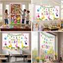Pajean Happy Easter Bulletin Board Set 3D Honeycomb Classroom Decoration Easter Bunny Egg Cutouts Spring Bulletin Board Classroom DIY Craft Kit for Party School Chalkboard Home Door Wall Window