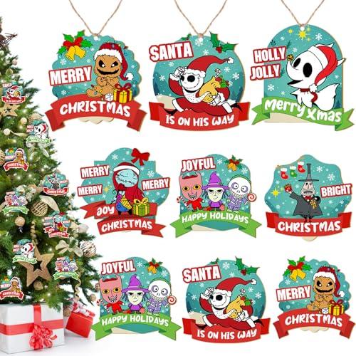 Christmas Tree Decorations, 18PCS Christmas Jack Sally Wooden Hanging Ornaments for Tree, Wood Nightmare Christmas Before Decor Indoor Home Party Gifts