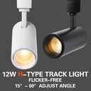 12W Zoomable Track Lighting Heads,H Type Track Light Heads for Accent Retail Artwork,Dimmable LED H Track Lighting 4000K Daylight 110V,15 to 60 Beam Angle 4 Pack (White)