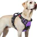 rabbitgoo Dog Harness for Large, No Pull Pet Harness with 3 Buckles, Adjustable Soft Padded Vest with Control Handle, Walking Reflective Pet Vest for Dogs, Purple, Large