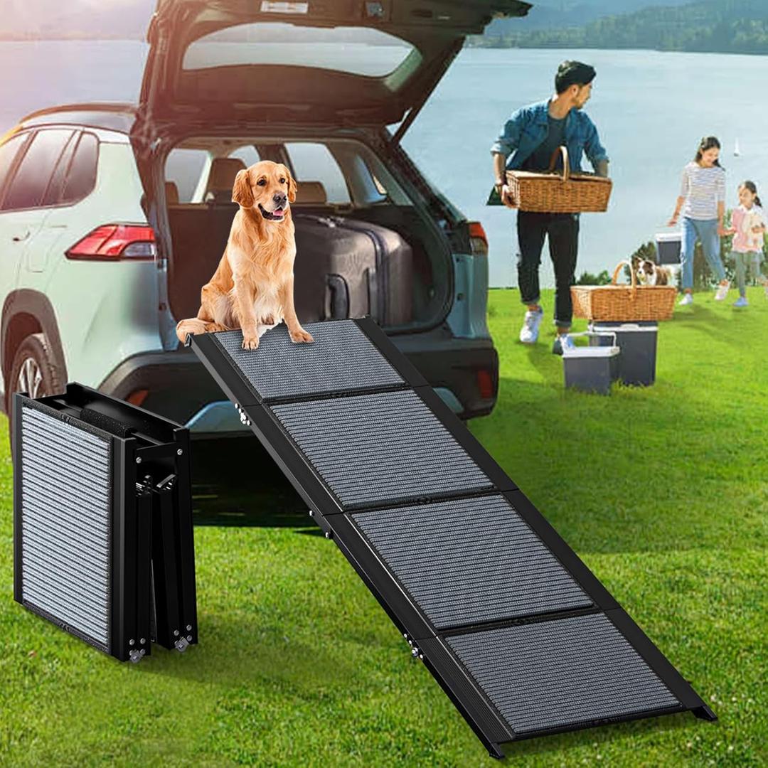 Dog Ramp for Car, 71" Extra Long & 17" Wide Pet Ramp, Portable Foldable Dog Car Ramp for Medium & Large Dogs, with Non-Slip Rug Surface, Up to 250LBS Enter a Car, SUV(Upgraded 71" Lx17.3 W)