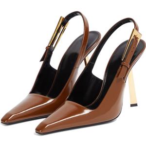 Vertundy Women's Stiletto Slingback Heels Closed Pointed Toe Party Dress Pumps (7.5, Brown1)