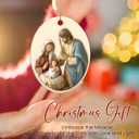 2 x Nativity Ornaments for Christmas Tree - Jesus Christmas Ornaments - Ceramic Ornament Nativity Scene - Holy Family Christian - Decorations Religious Gifts (Nativity)