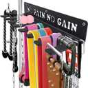 WIPHANY Home Gym Accessories Organization Storage Rack Equipment For Home 8 Hook Wall Hanger Display Gear Barbells Resistance Bands Jump Ropes Lifting Belt Hanger Accessories Hardware Included
