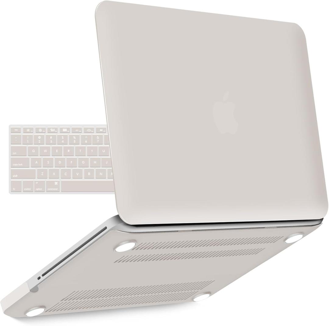 IBENZER Compatible with MacBook Pro 13 Inch case A1278 Release 2012-2008, Plastic Hard Shell Case with Keyboard Cover for Apple Old Version Mac Pro 13 with CD-ROM, Rocky Grey, P13RKGY+1