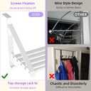 Over The Door Clothes Hanger with 2 Hooks, Stainless Steel Over The Door Hangers for Clothes with Storage Rack, Clothing Hanger Drying Racks for Laundry, Washroom, Fits Door Up to 1.77", White