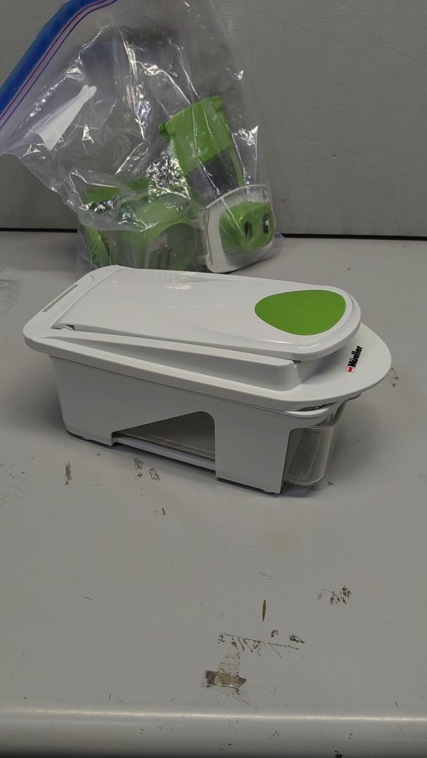 Mueller Pro-Series Blade Vegetable Chopper, Onion Mincer, Cutter, Dicer, Egg Slicer with Container, French Fry Cutter Potato Slicer, Home Essentials, Salad Chopper White Sand/Green
