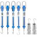 QWORK 2 Pcs 250G Slotted Weight Set, 13 Weights with Hanger + 5 Pcs Plastic Tubular Spring Scale - 1N, 5N, 10N, 20N, 30N Capacity, Grams & Newton Calibration