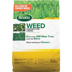 Scotts Weed Control for Lawns, Weed Killer, Kills Over 200 Weed Types Including Dandelion and Clover, 5,000 sq. ft., 14 lbs.
