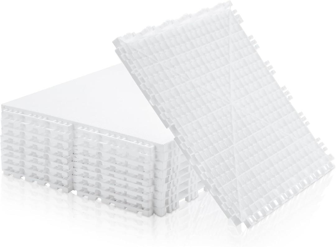 10 Pack Synthetic Ice Tiles - 1212 Inch Dryland Hockey Floor Mat - White Interlocking Hockey Training Equipment Board for Stickhandling, Shooting, Passing(10 sqft)