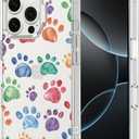 MOSNOVO Case for iPhone 16 Pro, [Buffertech 6.6ft Military-Grade Drop Protection] [Anti Peel Off Tech] Clear TPU Bumper Phone Case Cover Design - Colorful Paw