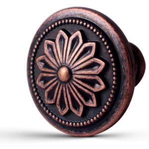 10 Pack Kitchen Cabinet Knobs Antique Copper,1-2/5"Round Rustic Copper Handles for Cabinets and Drawers,Vintage Copper Knobs for Cabinets,Dresser Drawers Cupboard Bathroom Dresser Door