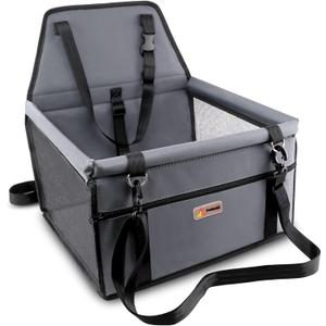 Petbobi Small Dog Car Seat, Dog Car Booster Seat for Small Medium Dogs 5-15 lbs, Foldable Front Seat Safety with Sturdy PVC Tube Frame, Breathable Mesh, Grey
