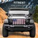 Front Mesh Grill Inserts Compatible with 2018-2025 Jeep Wrangler JL & Gladiator JT, Heavy-Duty American Flag Design (Red, 2018+ JL JT)